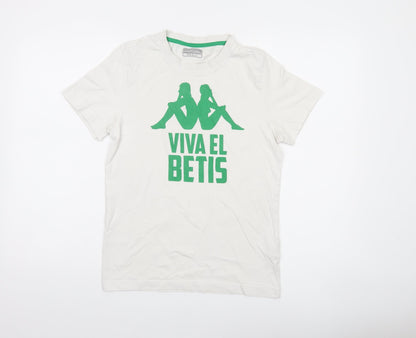 Kappa Women's White Viva El Betis T-Shirt Small Short Sleeve