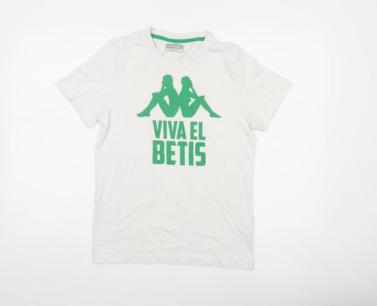 Kappa Women's White Viva El Betis T-Shirt Small Short Sleeve