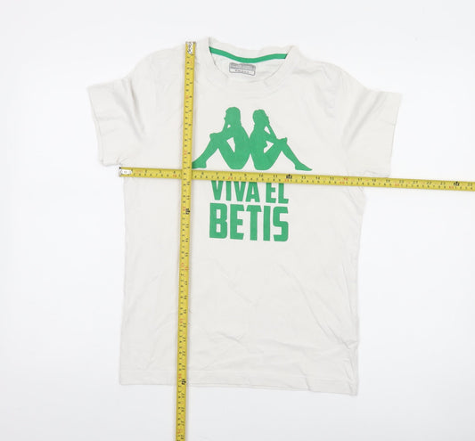 Kappa Women's White Viva El Betis T-Shirt Small Short Sleeve