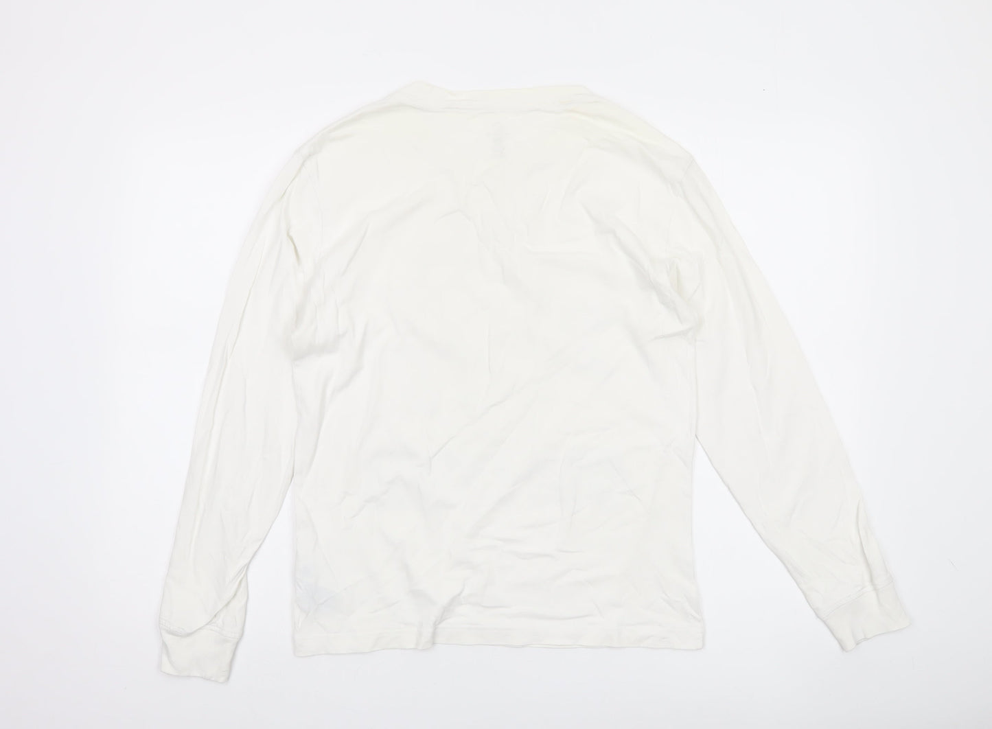 Converse Mens White XS Long Sleeve Graphic Cotton Casual Top