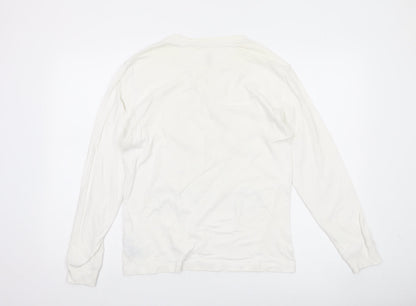 Converse Mens White XS Long Sleeve Graphic Cotton Casual Top