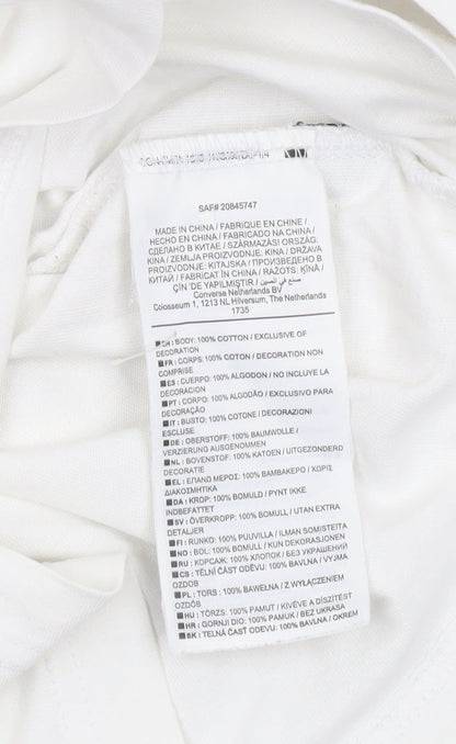 Converse Mens White XS Long Sleeve Graphic Cotton Casual Top