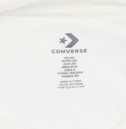 Converse Mens White XS Long Sleeve Graphic Cotton Casual Top