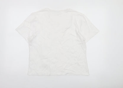Emreco Women's White V-Neck Short Sleeve Jersey T-Shirt Size 14