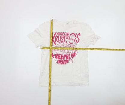 H&M Girls White Krusty O's Graphic T-Shirt Size 10-12 Years 100% Cotton