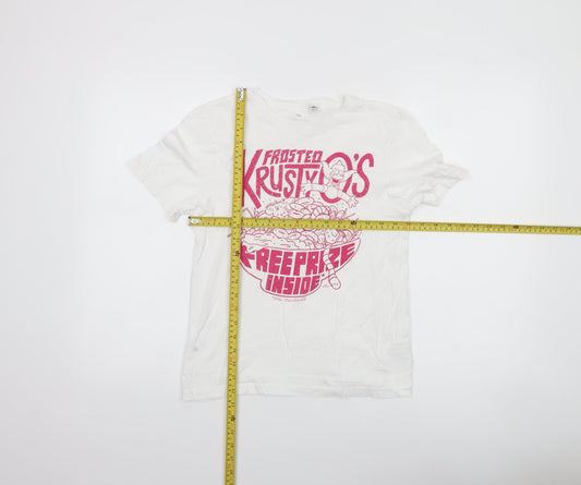 H&M Girls White Krusty O's Graphic T-Shirt Size 10-12 Years 100% Cotton