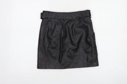 Stradivarius Women's Black Faux Leather Short Skirt Size 8