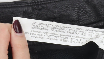 Stradivarius Women's Black Faux Leather Short Skirt Size 8