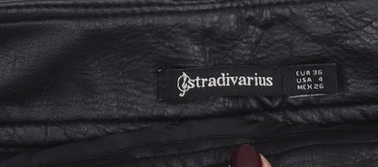 Stradivarius Women's Black Faux Leather Short Skirt Size 8