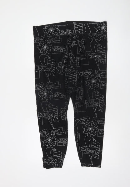 Nike Womens Black Logo Print Stretch Leggings L