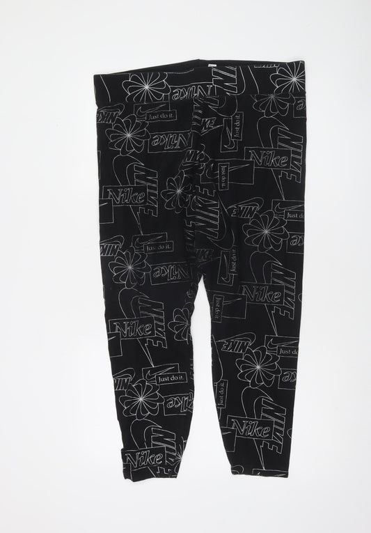 Nike Womens Black Logo Print Stretch Leggings L