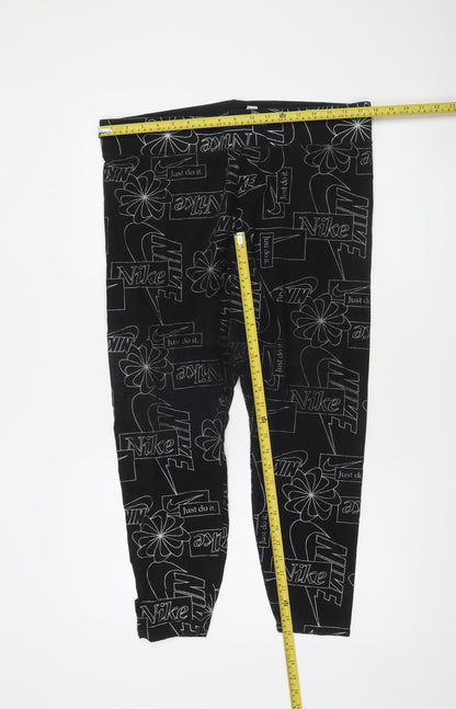 Nike Womens Black Logo Print Stretch Leggings L