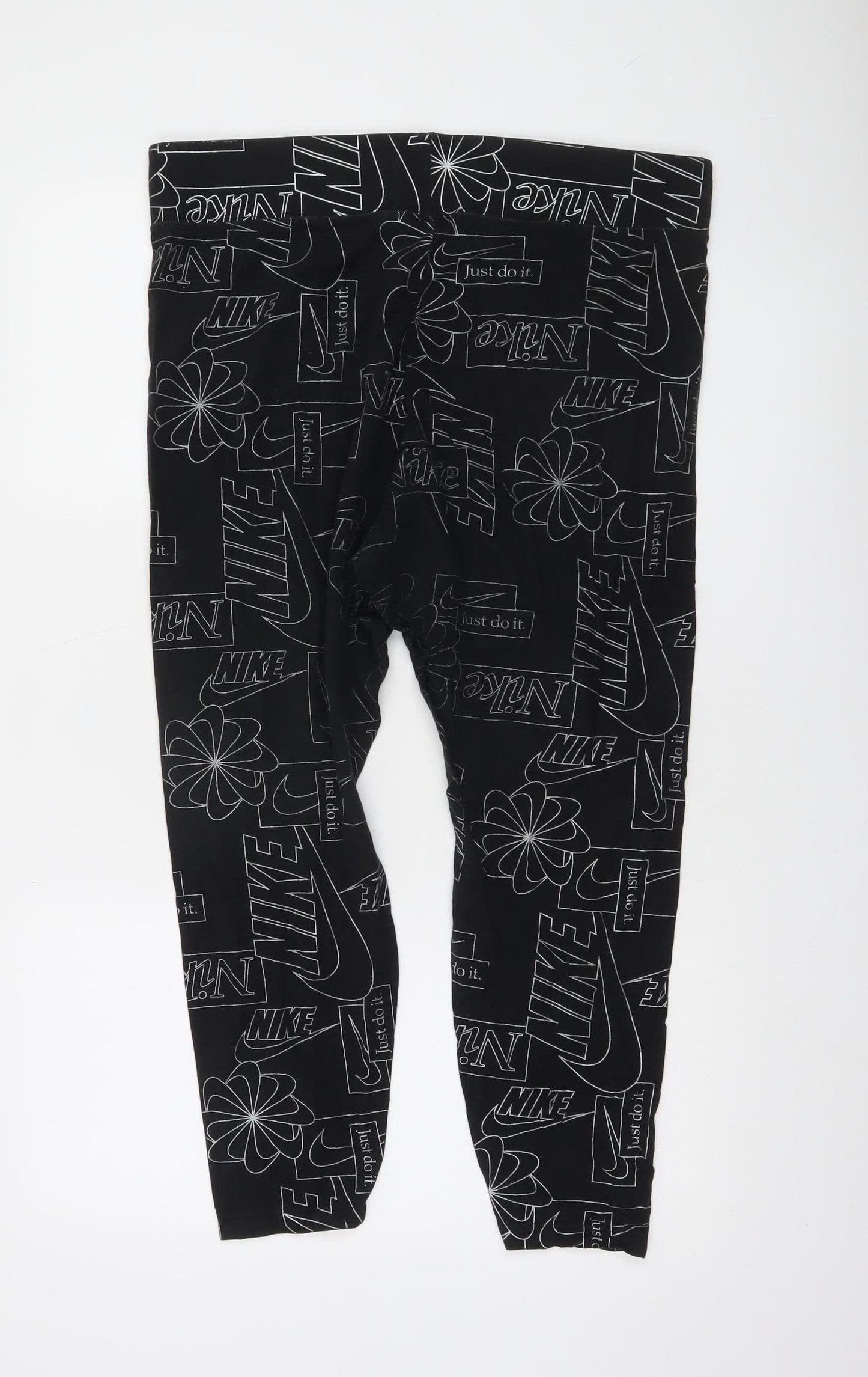 Nike Womens Black Logo Print Stretch Leggings L