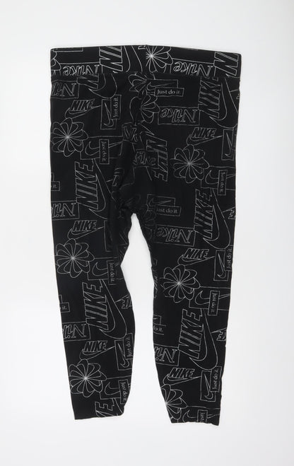 Nike Womens Black Logo Print Stretch Leggings L