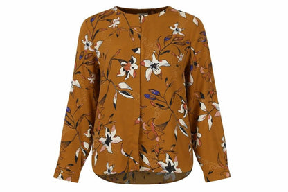 Vila Womens Brown Floral Long Sleeve Tunic Blouse Size S