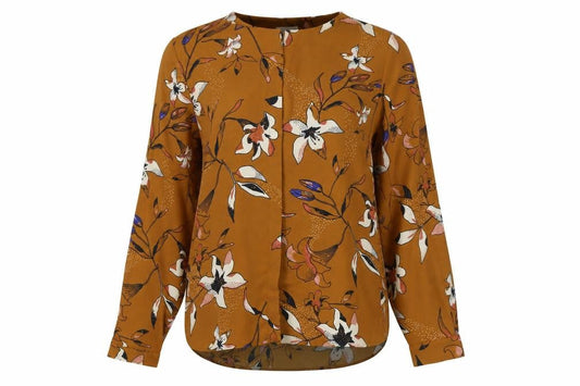 Vila Womens Brown Floral Long Sleeve Tunic Blouse Size S