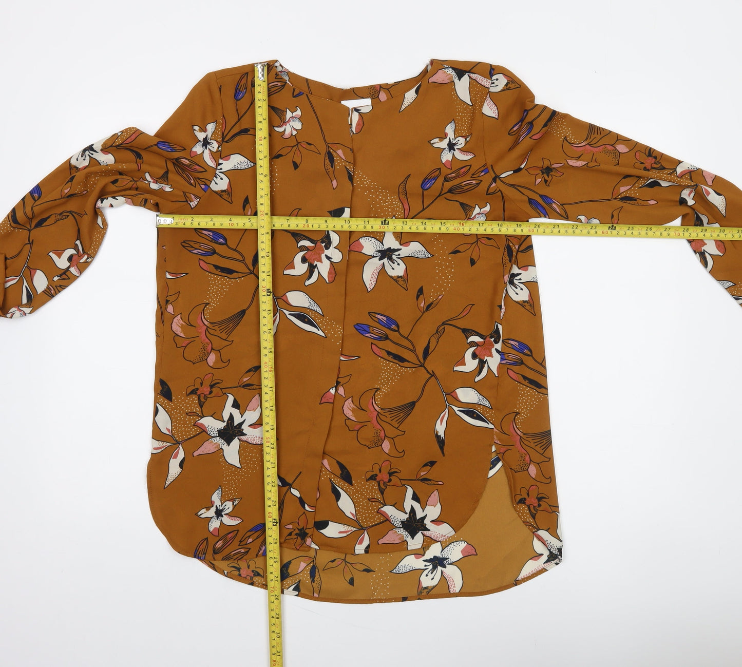 Vila Womens Brown Floral Long Sleeve Tunic Blouse Size S
