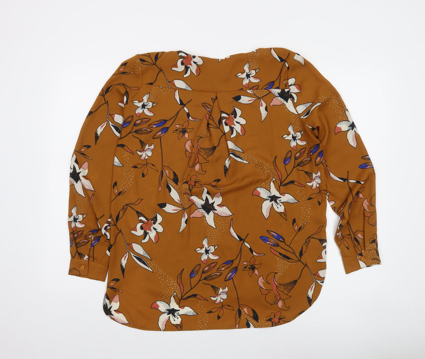 Vila Womens Brown Floral Long Sleeve Tunic Blouse Size S