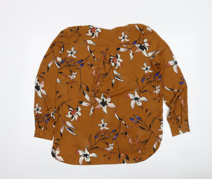 Vila Womens Brown Floral Long Sleeve Tunic Blouse Size S
