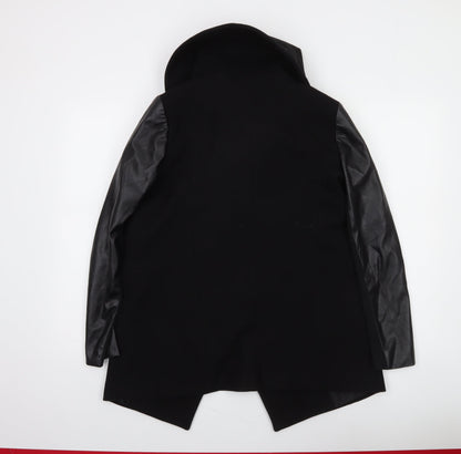 Oasis Women's Black Mid-Length Open Front Coat Size S
