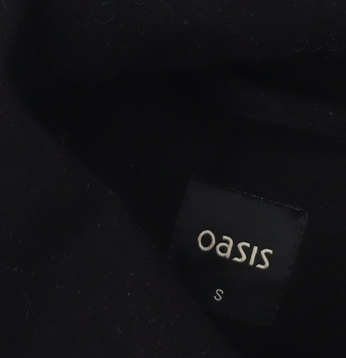 Oasis Women's Black Mid-Length Open Front Coat Size S