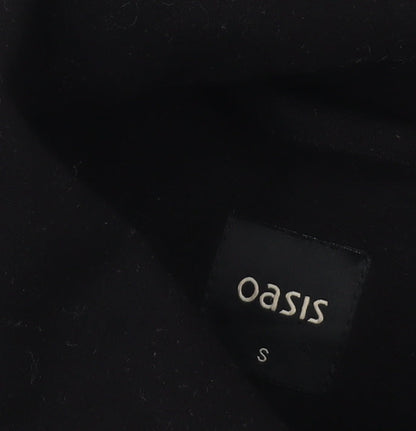 Oasis Women's Black Mid-Length Open Front Coat Size S