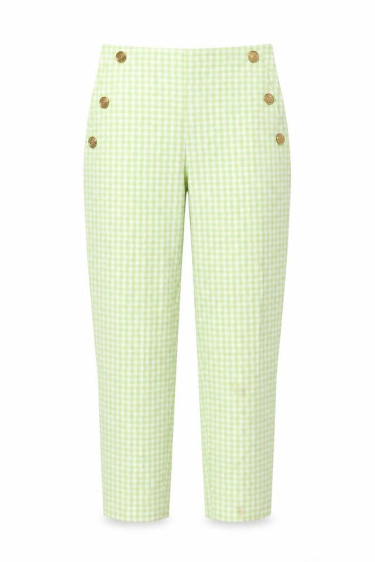 Zara Women's Green Check High Waist Chino Trousers Size S