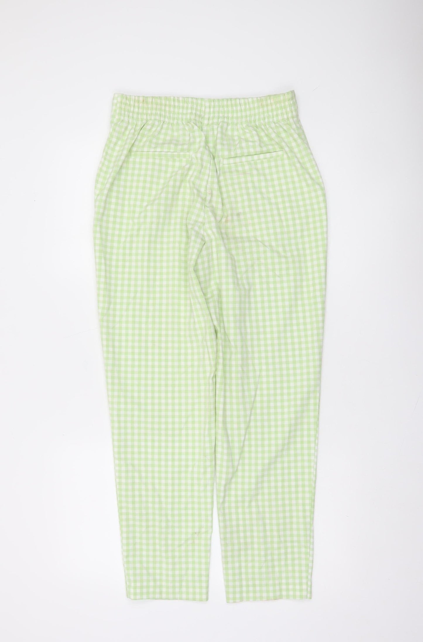 Zara Women's Green Check High Waist Chino Trousers Size S