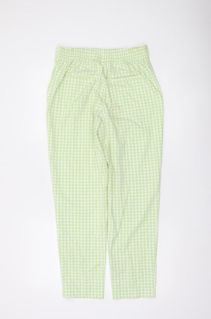 Zara Women's Green Check High Waist Chino Trousers Size S