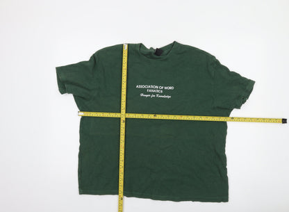 Bershka Women Green Cotton Crew Neck Relaxed Fit T-Shirt Size 10