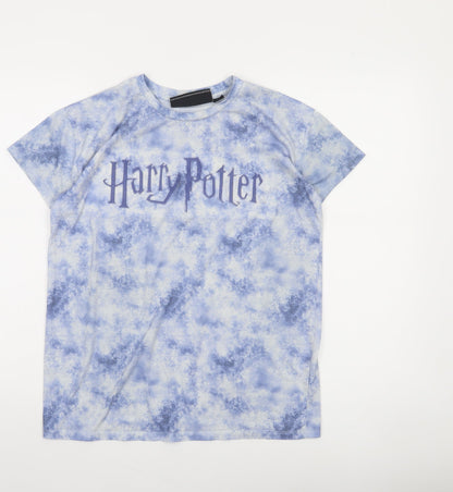 Harry Potter Boys Blue Tie-Dye Graphic T-Shirt 11-12 Years Short Sleeve