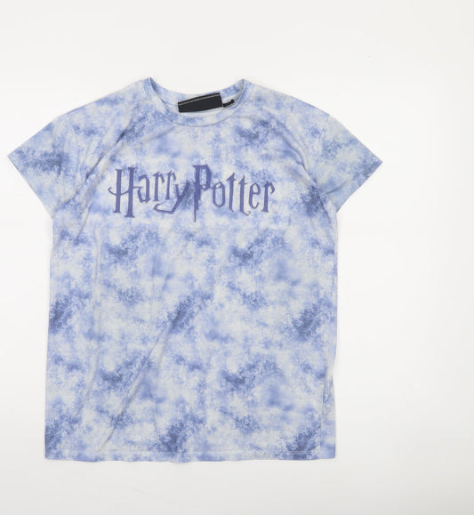 Harry Potter Boys Blue Tie-Dye Graphic T-Shirt 11-12 Years Short Sleeve
