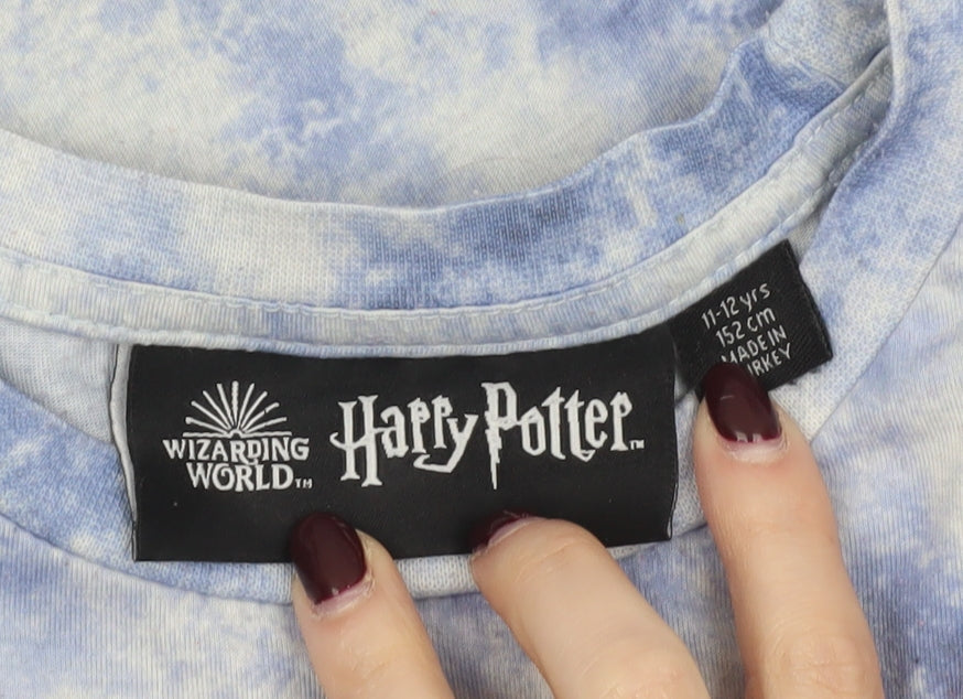 Harry Potter Boys Blue Tie-Dye Graphic T-Shirt 11-12 Years Short Sleeve