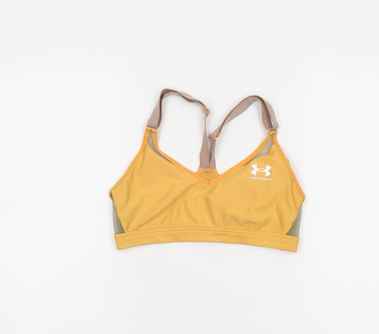 Front view of Under Armour Women’s Yellow Medium Sports Bra Lightweight Racerback