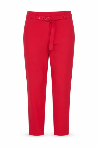 Vila Women Red Belted Tapered Trousers Size 6