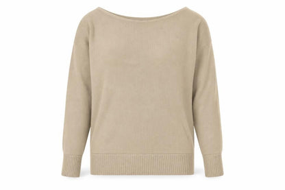Boohoo Women’s Beige Tall Boat Neck Knit Pullover Jumper M/L