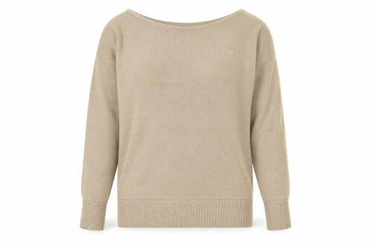 Boohoo Women’s Beige Tall Boat Neck Knit Pullover Jumper M/L