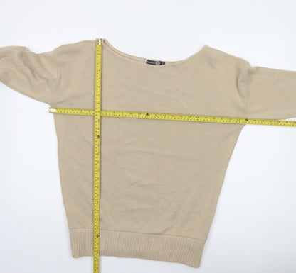 Boohoo Women’s Beige Tall Boat Neck Knit Pullover Jumper M/L