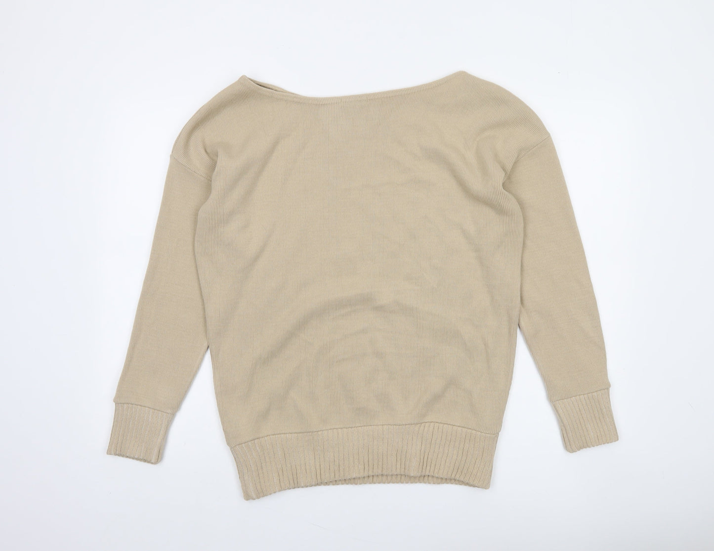 Boohoo Women’s Beige Tall Boat Neck Knit Pullover Jumper M/L