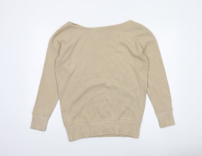 Boohoo Women’s Beige Tall Boat Neck Knit Pullover Jumper M/L
