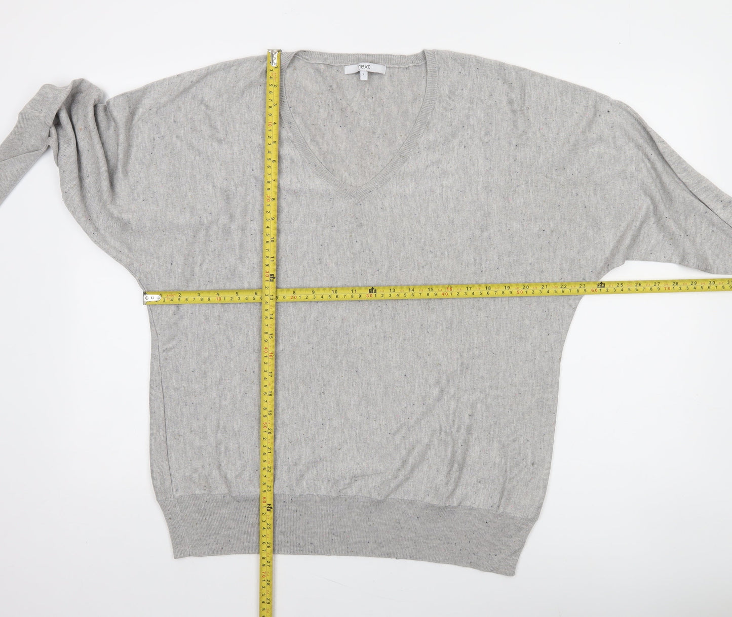 Next Women’s Grey V-Neck Relaxed Fit Knit Jumper Size L