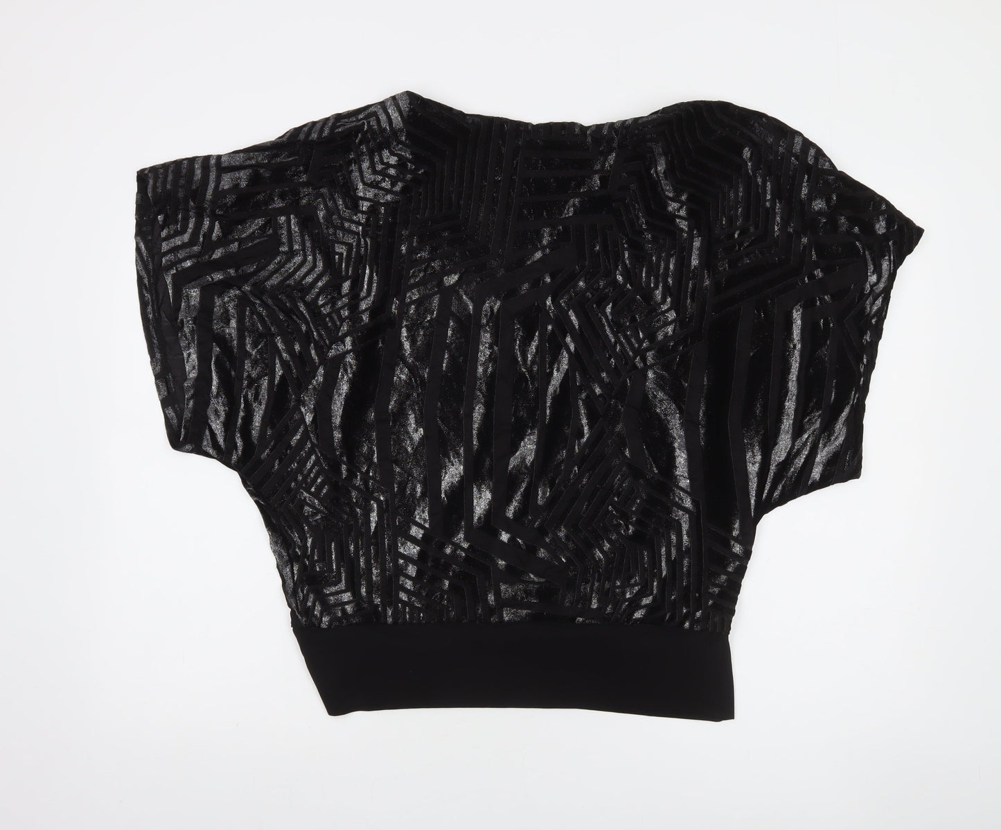 Wallis Womens Black Velvet Geometric Blouse Size S