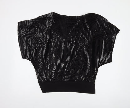 Wallis Womens Black Velvet Geometric Blouse Size S