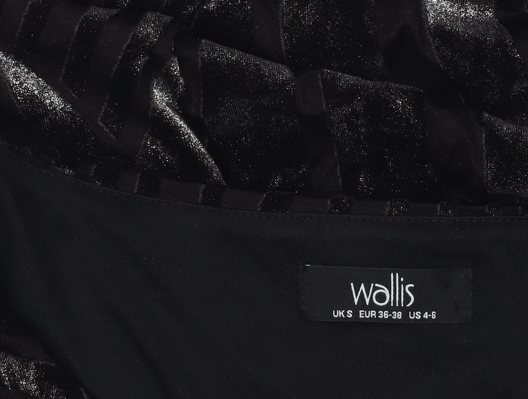 Wallis Womens Black Velvet Geometric Blouse Size S