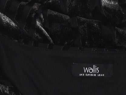 Wallis Womens Black Velvet Geometric Blouse Size S