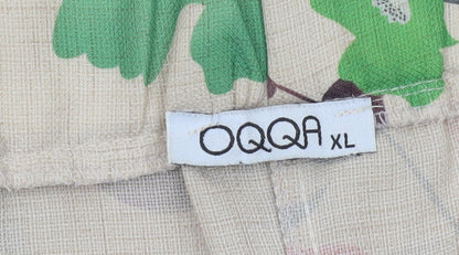 OQQA Women's Beige Floral Cotton Blend Pleated Chino Shorts XL
