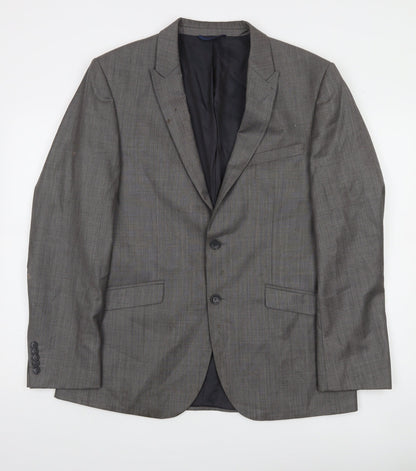 Burton Menswear London Grey 42R Men's Regular Fit Wool Blend Suit Jacket