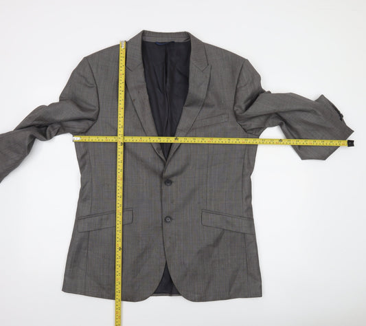 Burton Menswear London Grey 42R Men's Regular Fit Wool Blend Suit Jacket