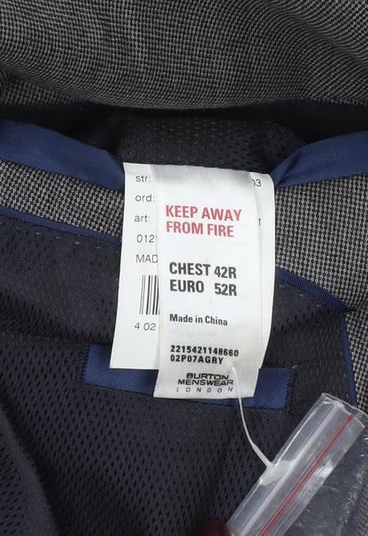 Burton Menswear London Grey 42R Men's Regular Fit Wool Blend Suit Jacket