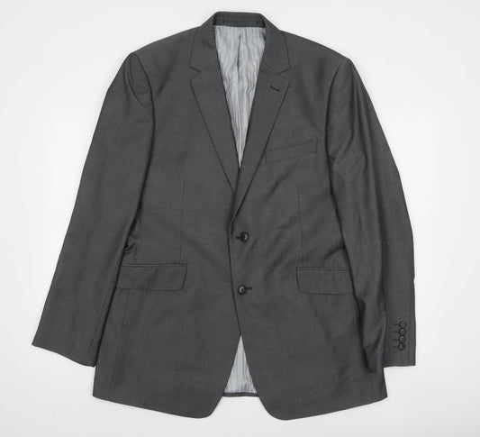 Burton Men's Grey 42R Tailored Fit Single-Breasted Blazer